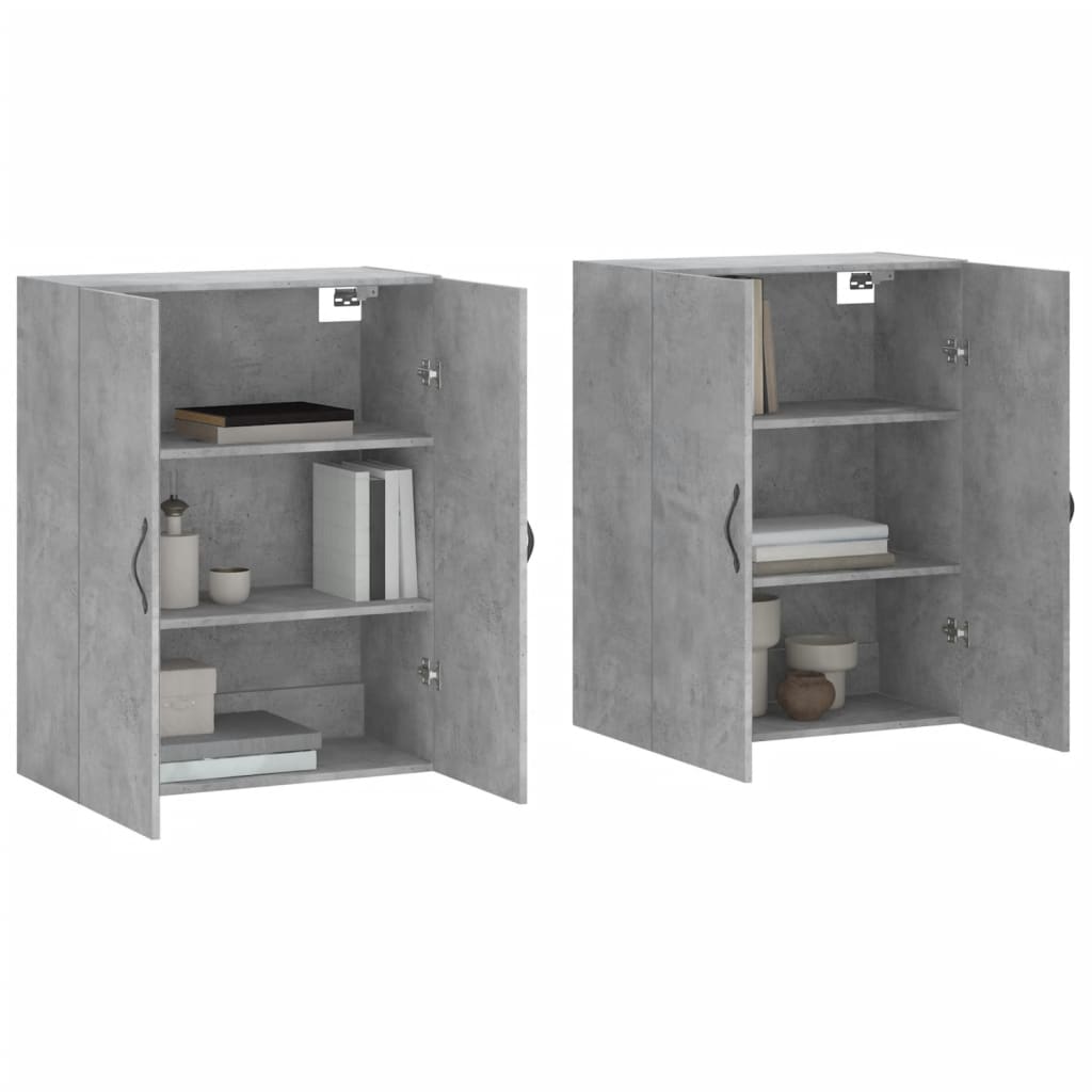 Hangkasten 2 st bewerkt hout betongrijs is nu te koop bij PeponiXL, paradijselijk wonen!