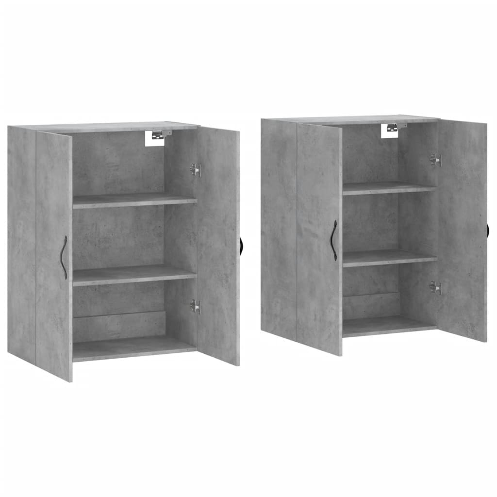 Hangkasten 2 st bewerkt hout betongrijs is nu te koop bij PeponiXL, paradijselijk wonen!