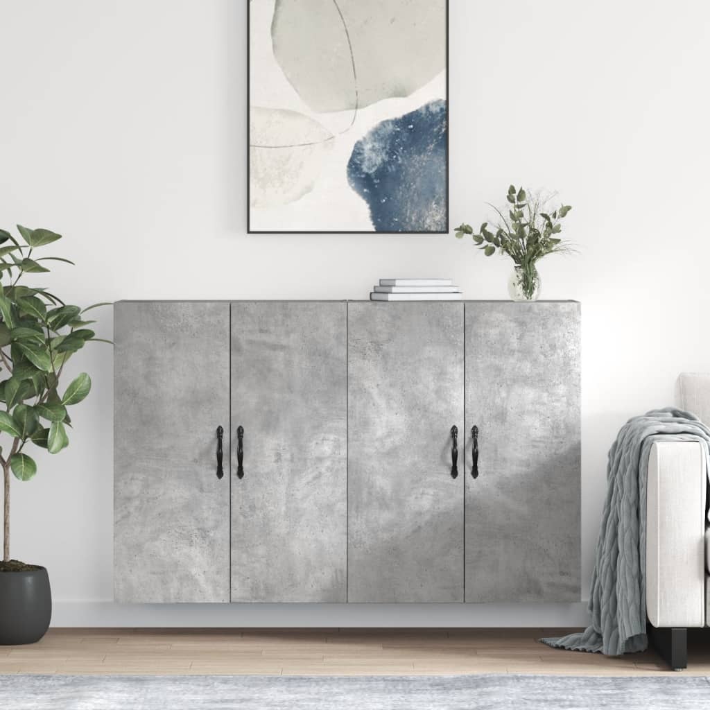 Hangkasten 2 st bewerkt hout betongrijs is nu te koop bij PeponiXL, paradijselijk wonen!