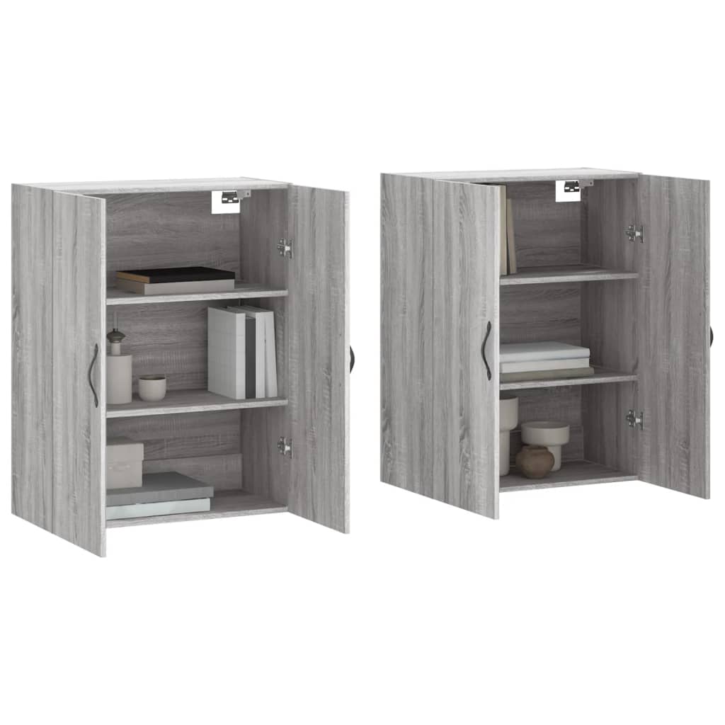 Hangkasten 2 st bewerkt hout grijs sonoma eikenkleurig is nu te koop bij PeponiXL, paradijselijk wonen!