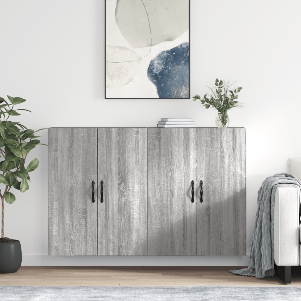 Hangkasten 2 st bewerkt hout grijs sonoma eikenkleurig is nu te koop bij PeponiXL, paradijselijk wonen!