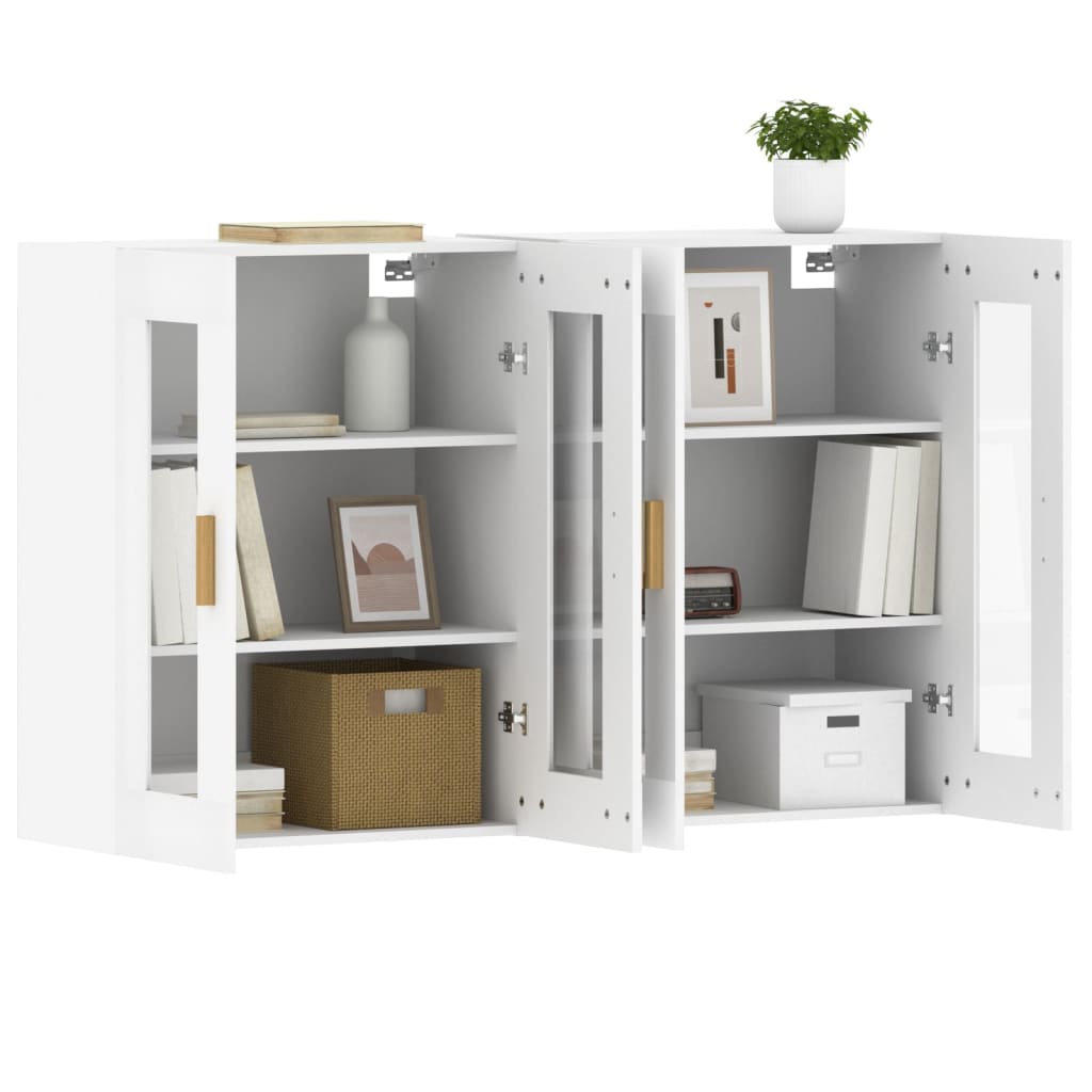 Hangkasten 2 st bewerkt hout wit is nu te koop bij PeponiXL, paradijselijk wonen!