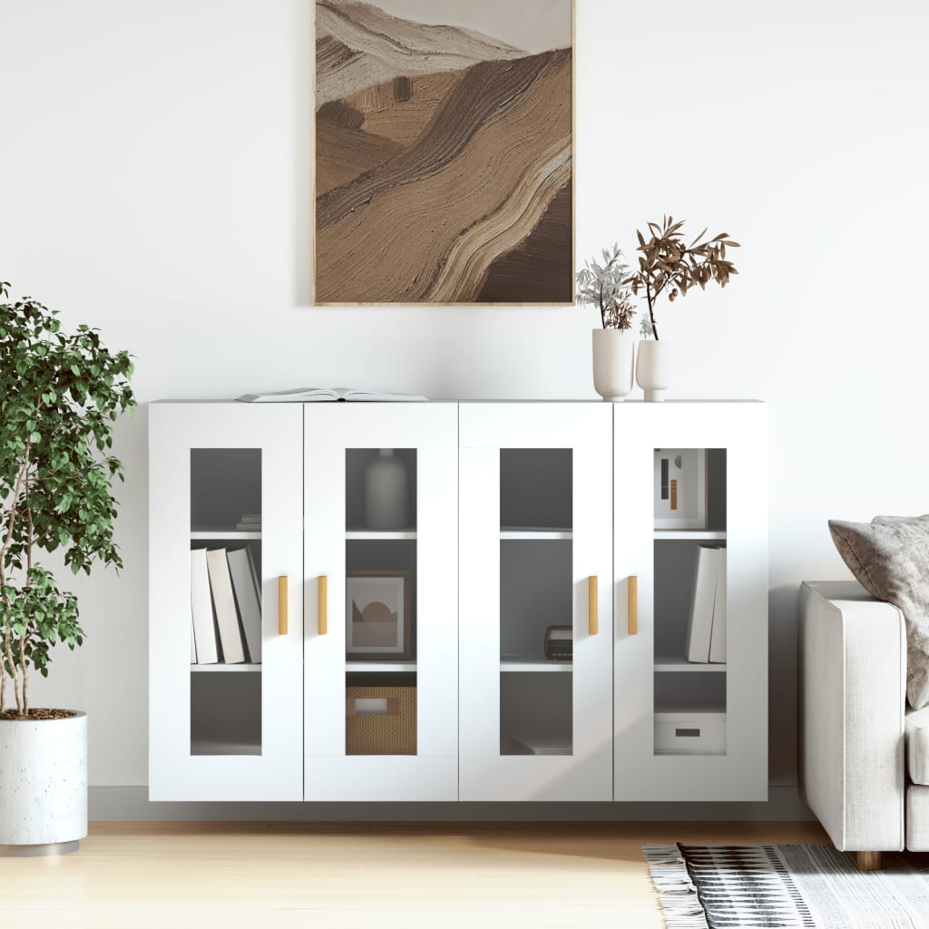 Hangkasten 2 st bewerkt hout wit is nu te koop bij PeponiXL, paradijselijk wonen!