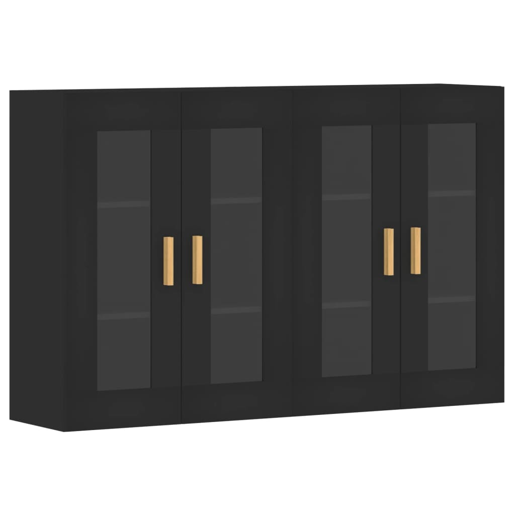 Hangkasten 2 st bewerkt hout zwart is nu te koop bij PeponiXL, paradijselijk wonen!