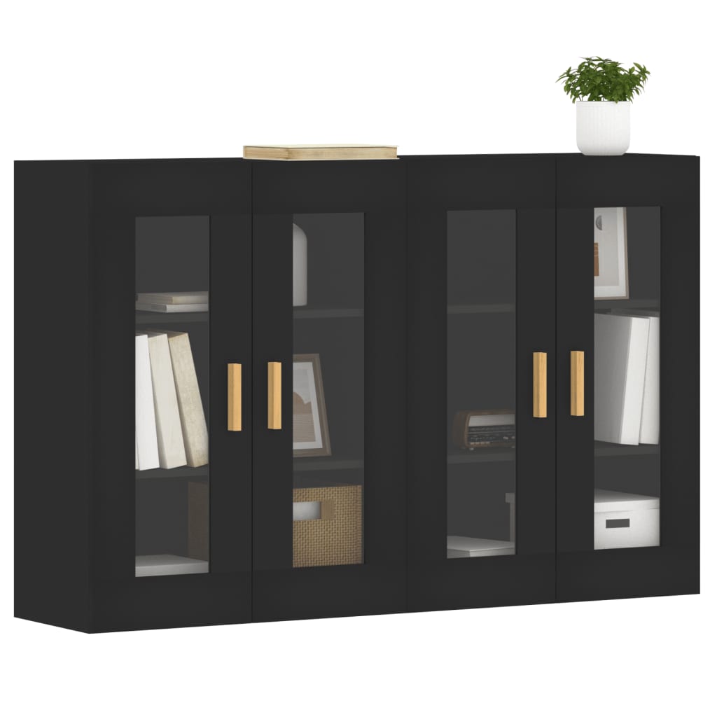 Hangkasten 2 st bewerkt hout zwart is nu te koop bij PeponiXL, paradijselijk wonen!
