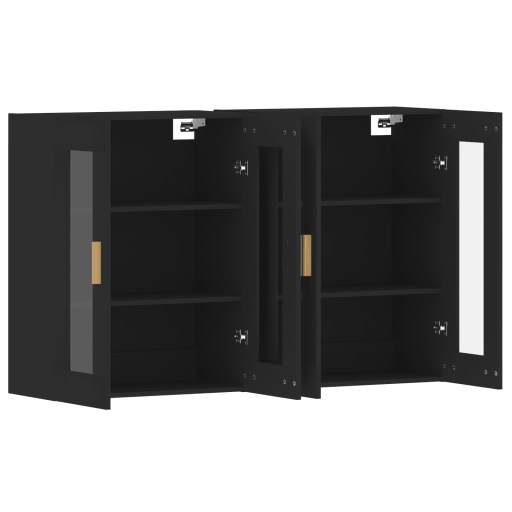 Hangkasten 2 st bewerkt hout zwart is nu te koop bij PeponiXL, paradijselijk wonen!