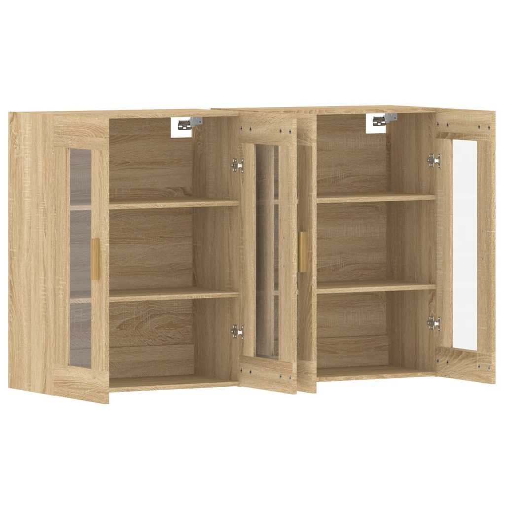 Hangkasten 2 st bewerkt hout sonoma eikenkleurig is nu te koop bij PeponiXL, paradijselijk wonen!