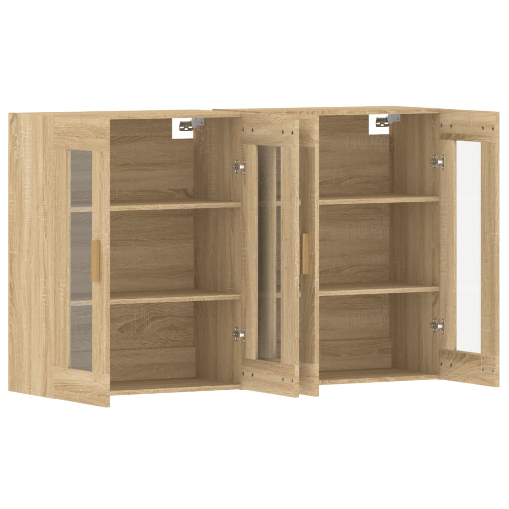 Hangkasten 2 st bewerkt hout sonoma eikenkleurig is nu te koop bij PeponiXL, paradijselijk wonen!