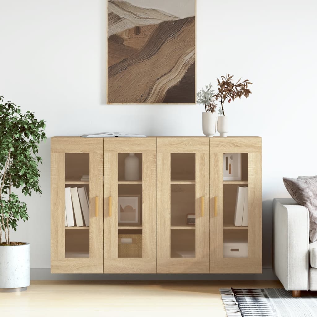 Hangkasten 2 st bewerkt hout sonoma eikenkleurig is nu te koop bij PeponiXL, paradijselijk wonen!