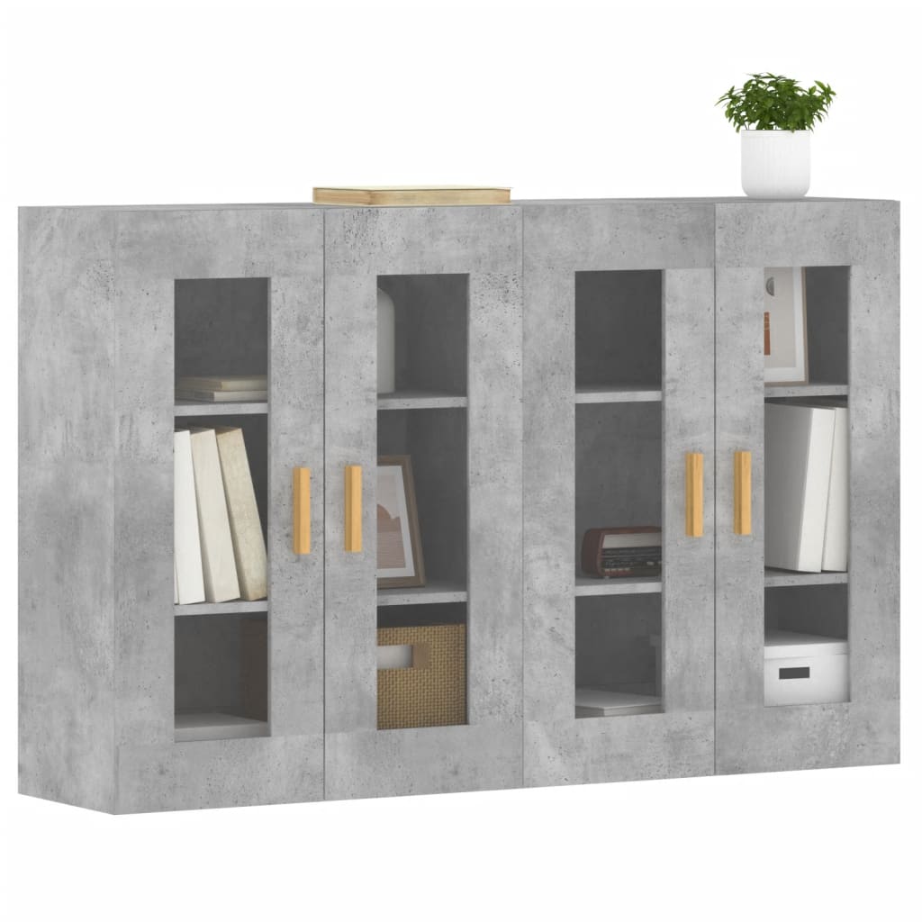 Hangkasten 2 st bewerkt hout betongrijs is nu te koop bij PeponiXL, paradijselijk wonen!
