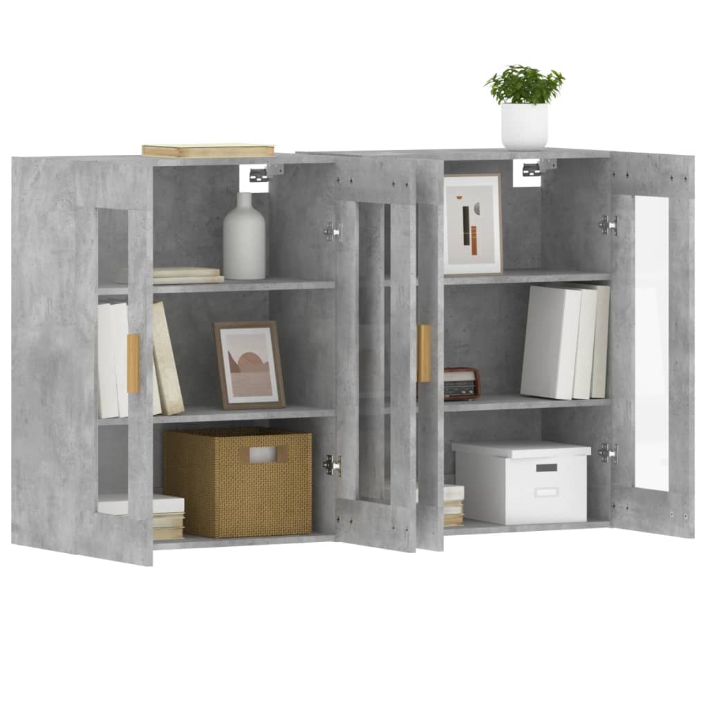 Hangkasten 2 st bewerkt hout betongrijs is nu te koop bij PeponiXL, paradijselijk wonen!