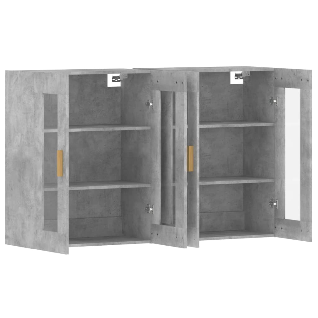 Hangkasten 2 st bewerkt hout betongrijs is nu te koop bij PeponiXL, paradijselijk wonen!