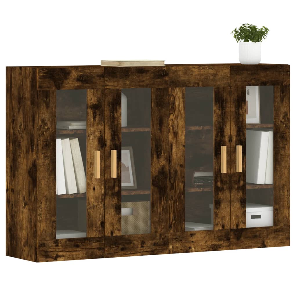 Hangkasten 2 st bewerkt hout gerookt eikenkleurig is nu te koop bij PeponiXL, paradijselijk wonen!