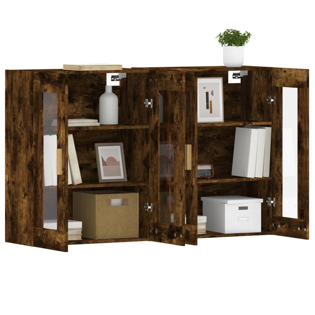 Hangkasten 2 st bewerkt hout gerookt eikenkleurig is nu te koop bij PeponiXL, paradijselijk wonen!