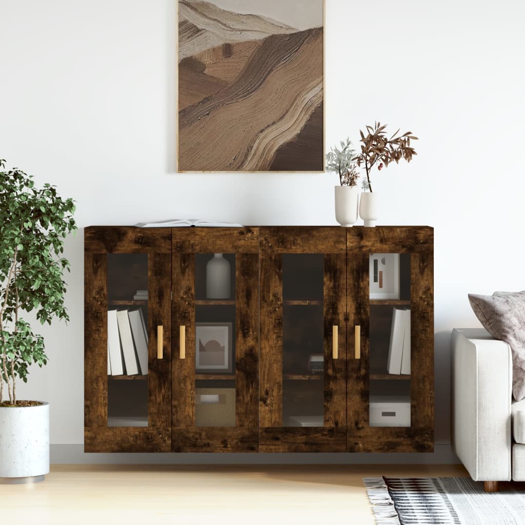 Hangkasten 2 st bewerkt hout gerookt eikenkleurig is nu te koop bij PeponiXL, paradijselijk wonen!