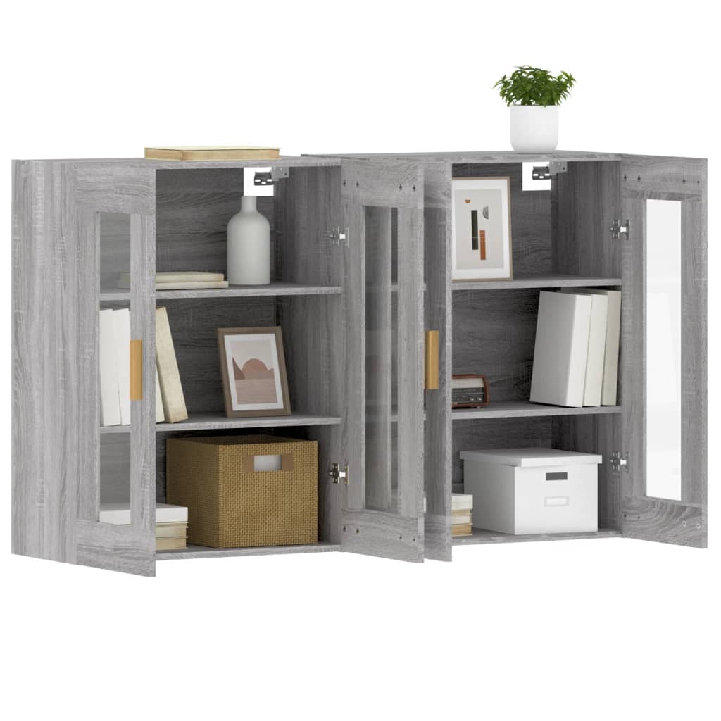 Hangkasten 2 st bewerkt hout grijs sonoma eikenkleurig is nu te koop bij PeponiXL, paradijselijk wonen!