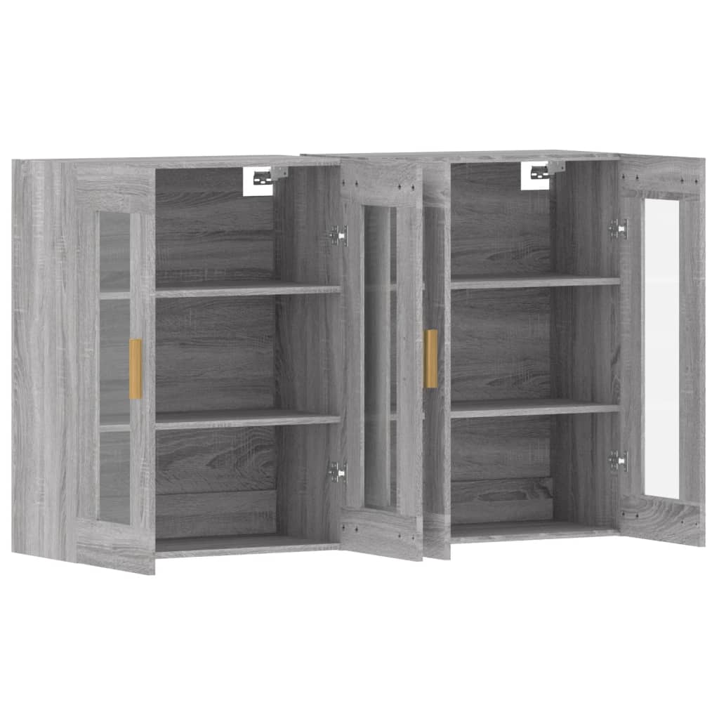 Hangkasten 2 st bewerkt hout grijs sonoma eikenkleurig is nu te koop bij PeponiXL, paradijselijk wonen!