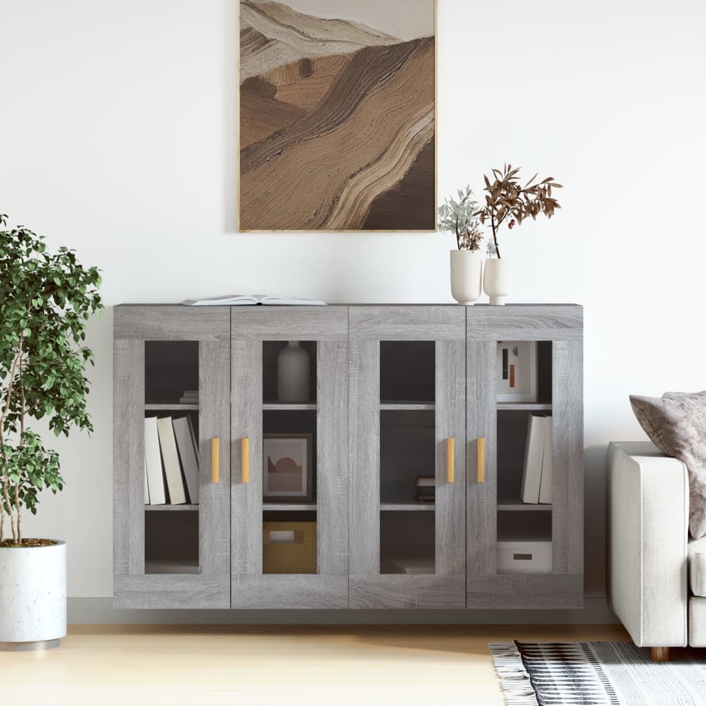 Hangkasten 2 st bewerkt hout grijs sonoma eikenkleurig is nu te koop bij PeponiXL, paradijselijk wonen!