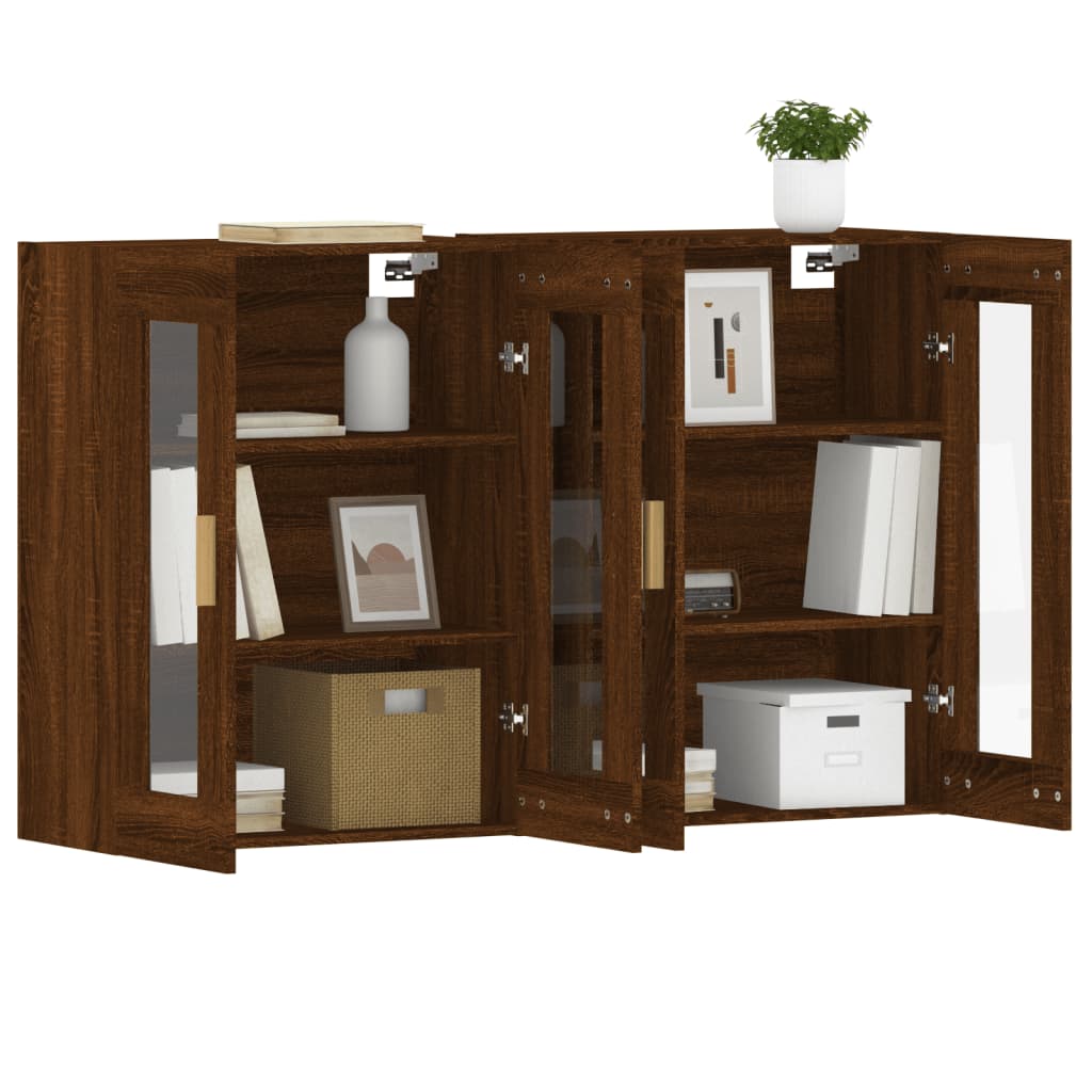 Hangkasten 2 st bewerkt hout bruin eikenkleur is nu te koop bij PeponiXL, paradijselijk wonen!