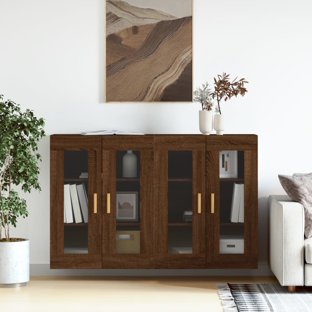Hangkasten 2 st bewerkt hout bruin eikenkleur is nu te koop bij PeponiXL, paradijselijk wonen!