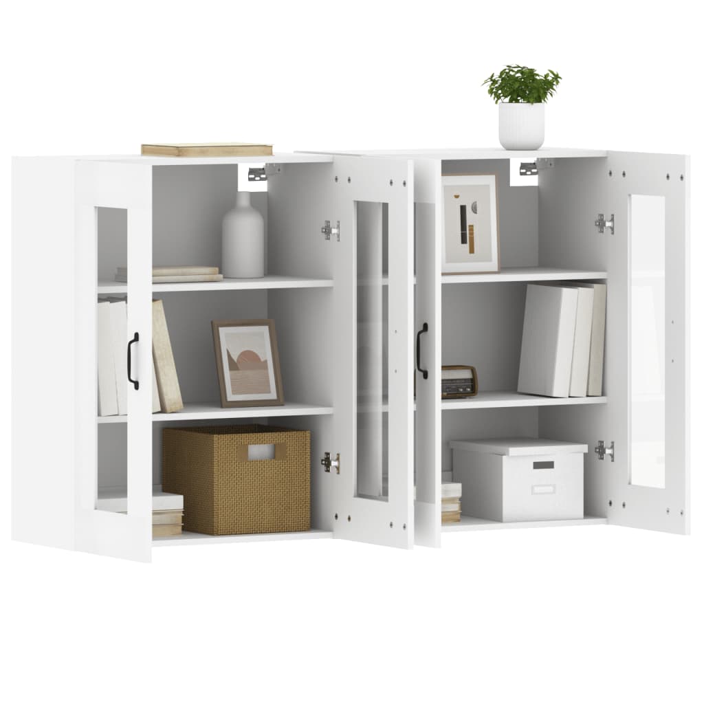 Hangkasten 2 st bewerkt hout wit is nu te koop bij PeponiXL, paradijselijk wonen!