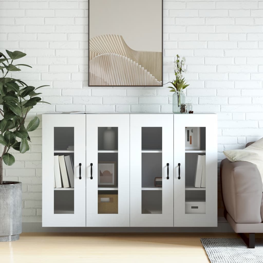 Hangkasten 2 st bewerkt hout wit is nu te koop bij PeponiXL, paradijselijk wonen!
