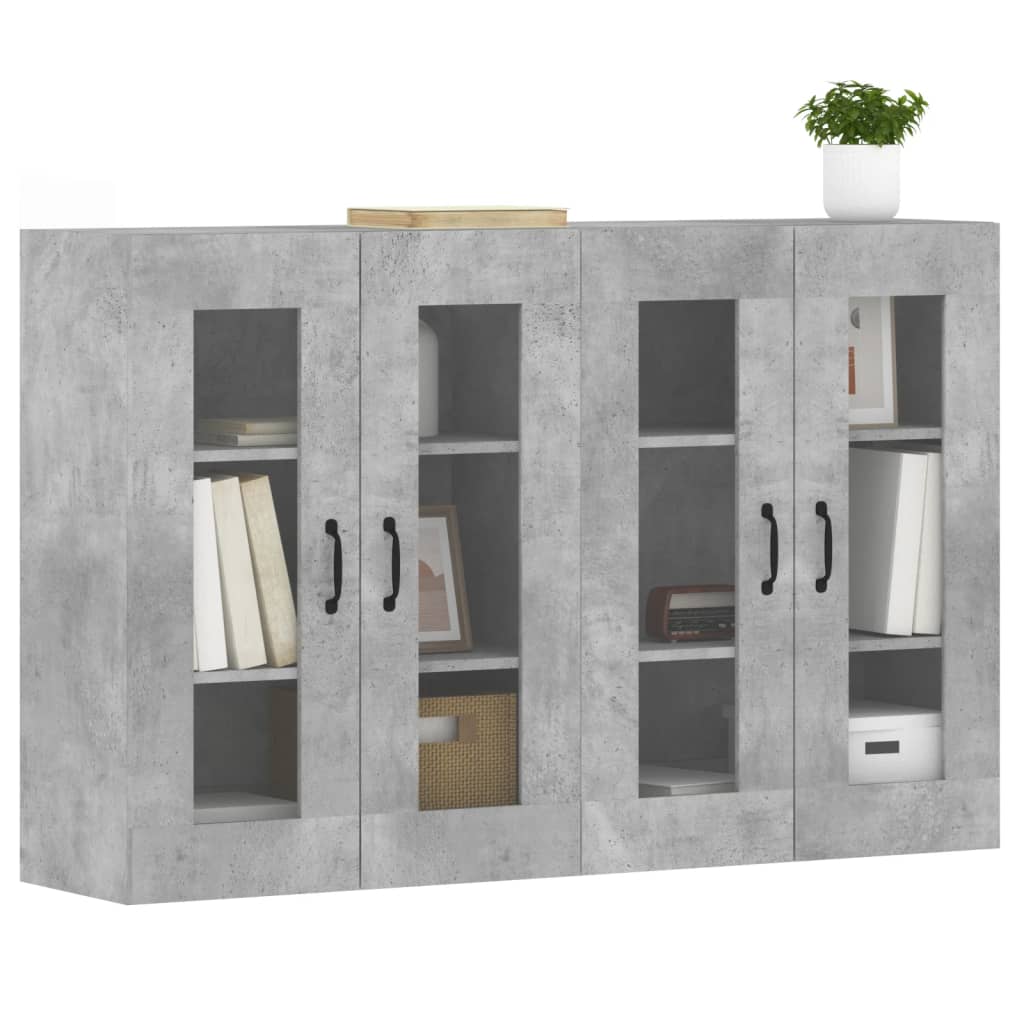 Hangkasten 2 st bewerkt hout betongrijs is nu te koop bij PeponiXL, paradijselijk wonen!