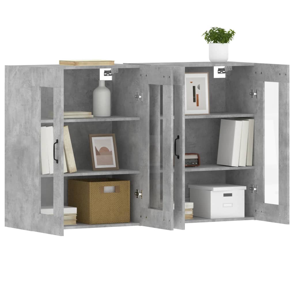 Hangkasten 2 st bewerkt hout betongrijs is nu te koop bij PeponiXL, paradijselijk wonen!