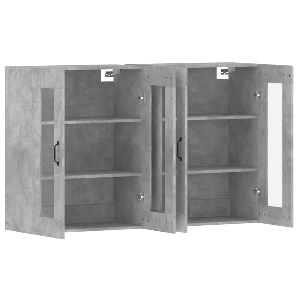 Hangkasten 2 st bewerkt hout betongrijs is nu te koop bij PeponiXL, paradijselijk wonen!