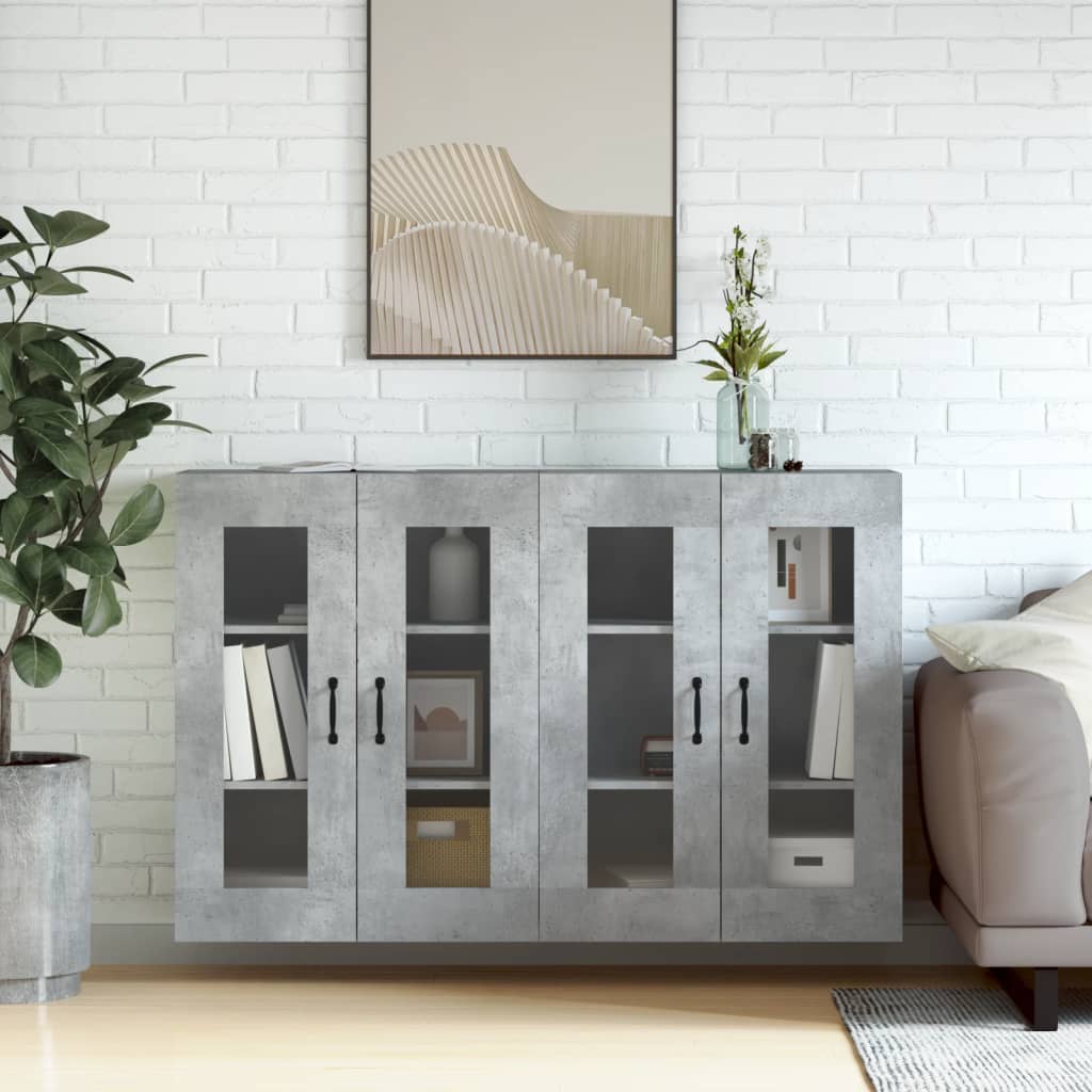 Hangkasten 2 st bewerkt hout betongrijs is nu te koop bij PeponiXL, paradijselijk wonen!