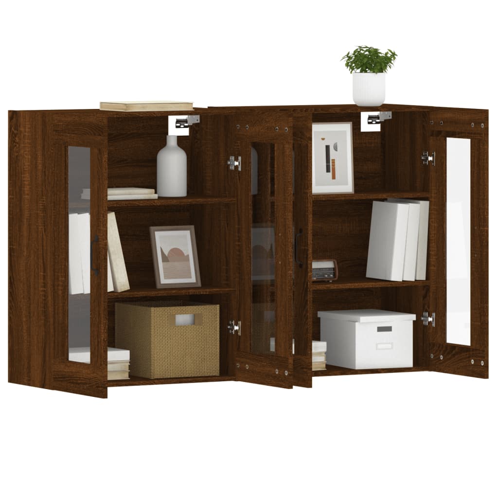 Hangkasten 2 st bewerkt hout bruin eikenkleur is nu te koop bij PeponiXL, paradijselijk wonen!