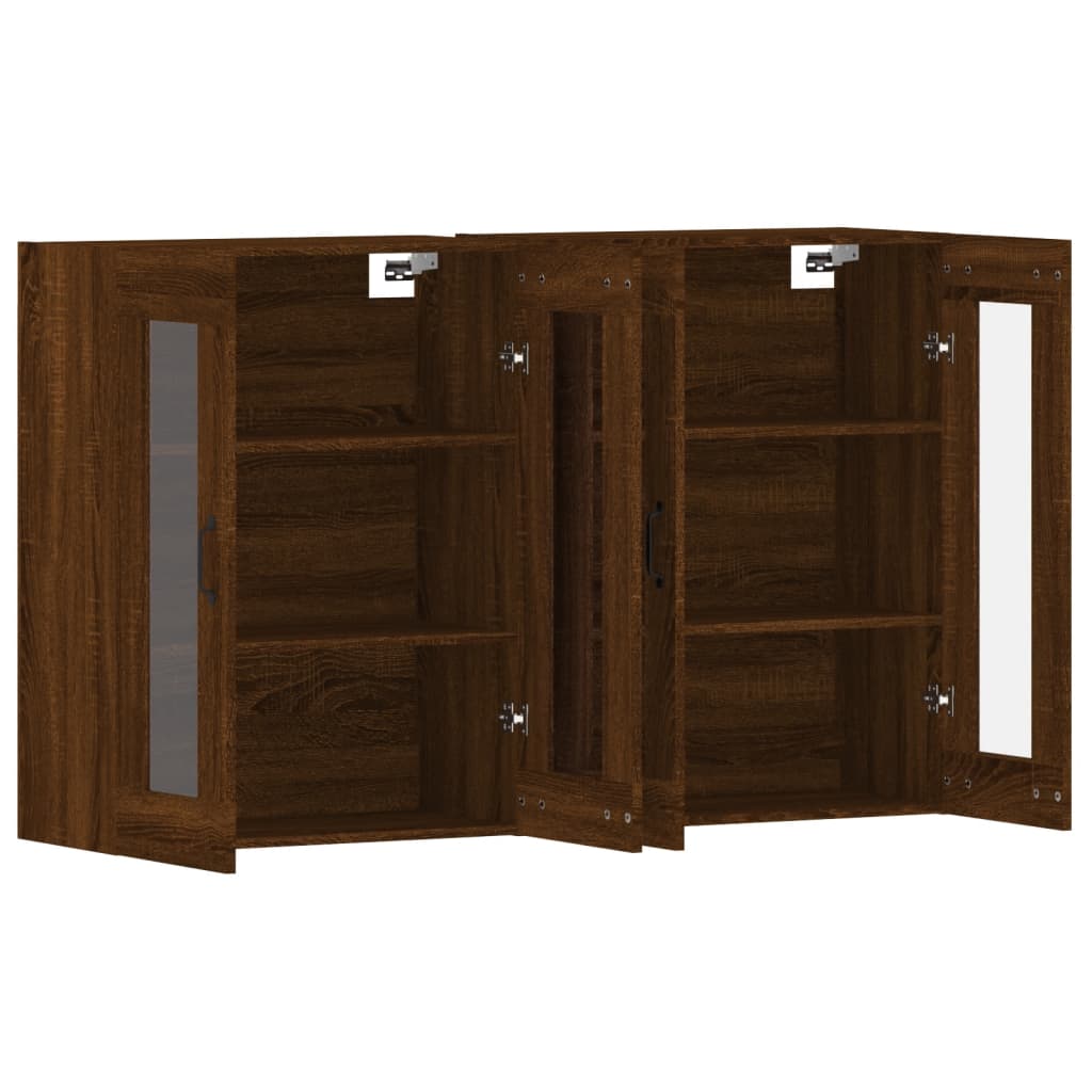 Hangkasten 2 st bewerkt hout bruin eikenkleur is nu te koop bij PeponiXL, paradijselijk wonen!