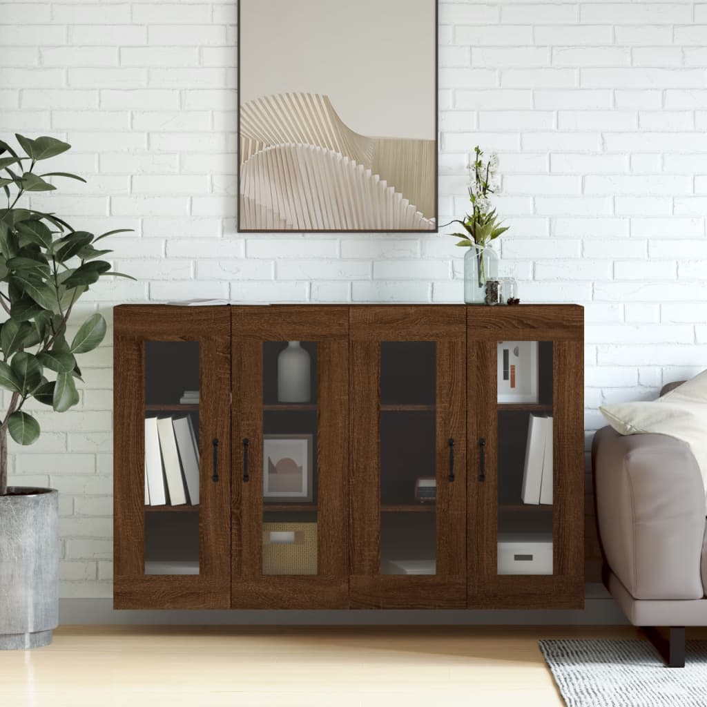 Hangkasten 2 st bewerkt hout bruin eikenkleur is nu te koop bij PeponiXL, paradijselijk wonen!