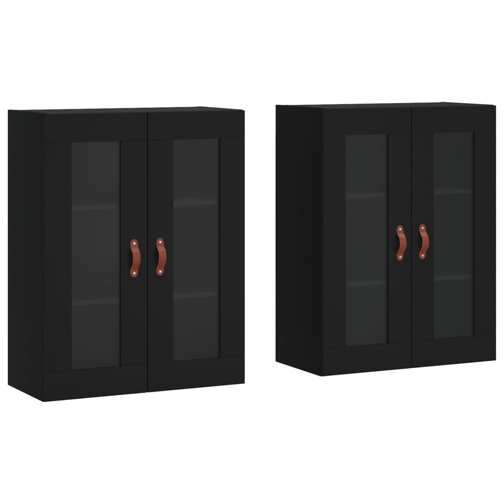 Hangkasten 2 st bewerkt hout zwart is nu te koop bij PeponiXL, paradijselijk wonen!