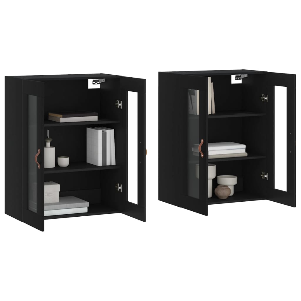 Hangkasten 2 st bewerkt hout zwart is nu te koop bij PeponiXL, paradijselijk wonen!