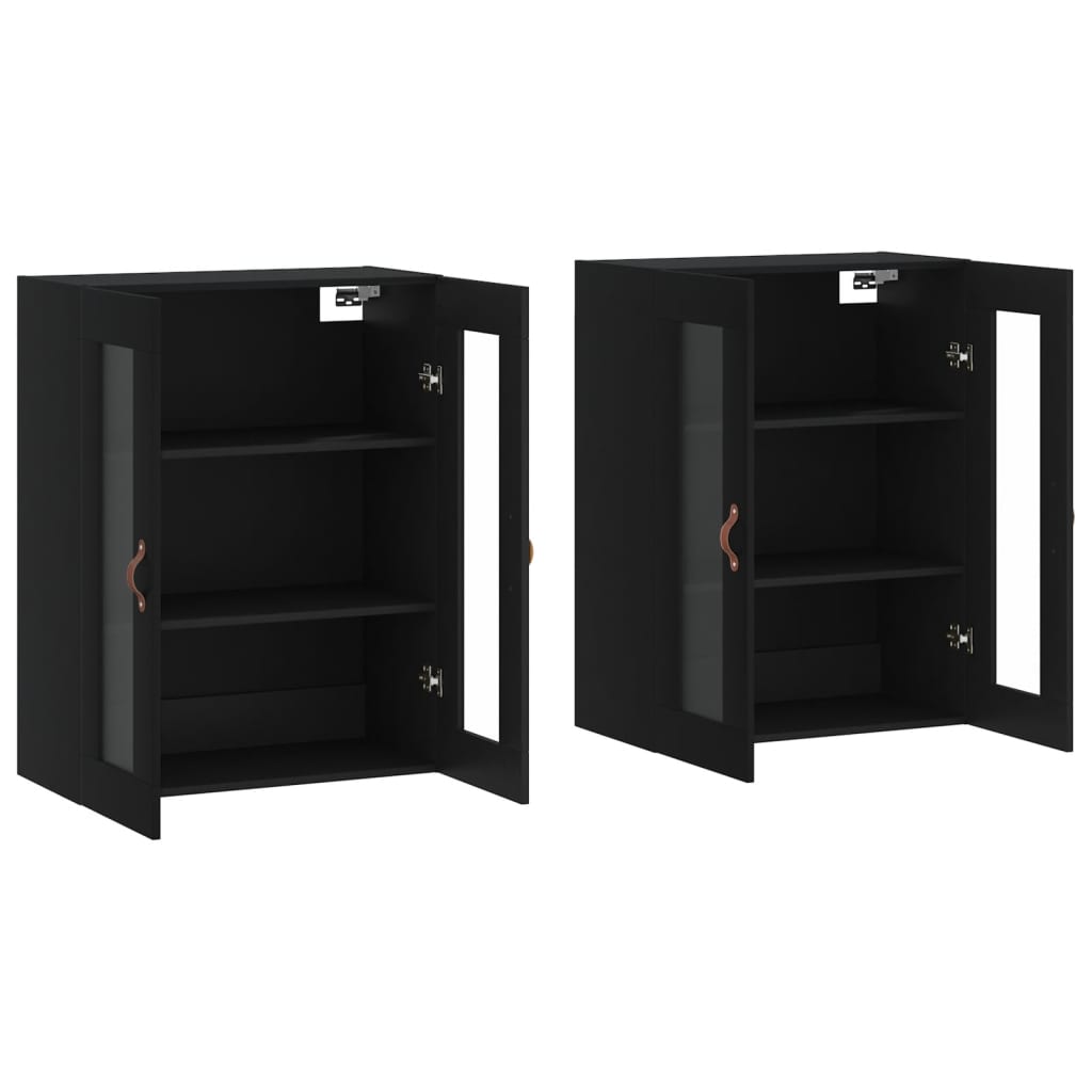 Hangkasten 2 st bewerkt hout zwart is nu te koop bij PeponiXL, paradijselijk wonen!