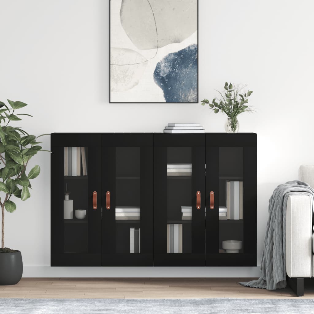 Hangkasten 2 st bewerkt hout zwart is nu te koop bij PeponiXL, paradijselijk wonen!