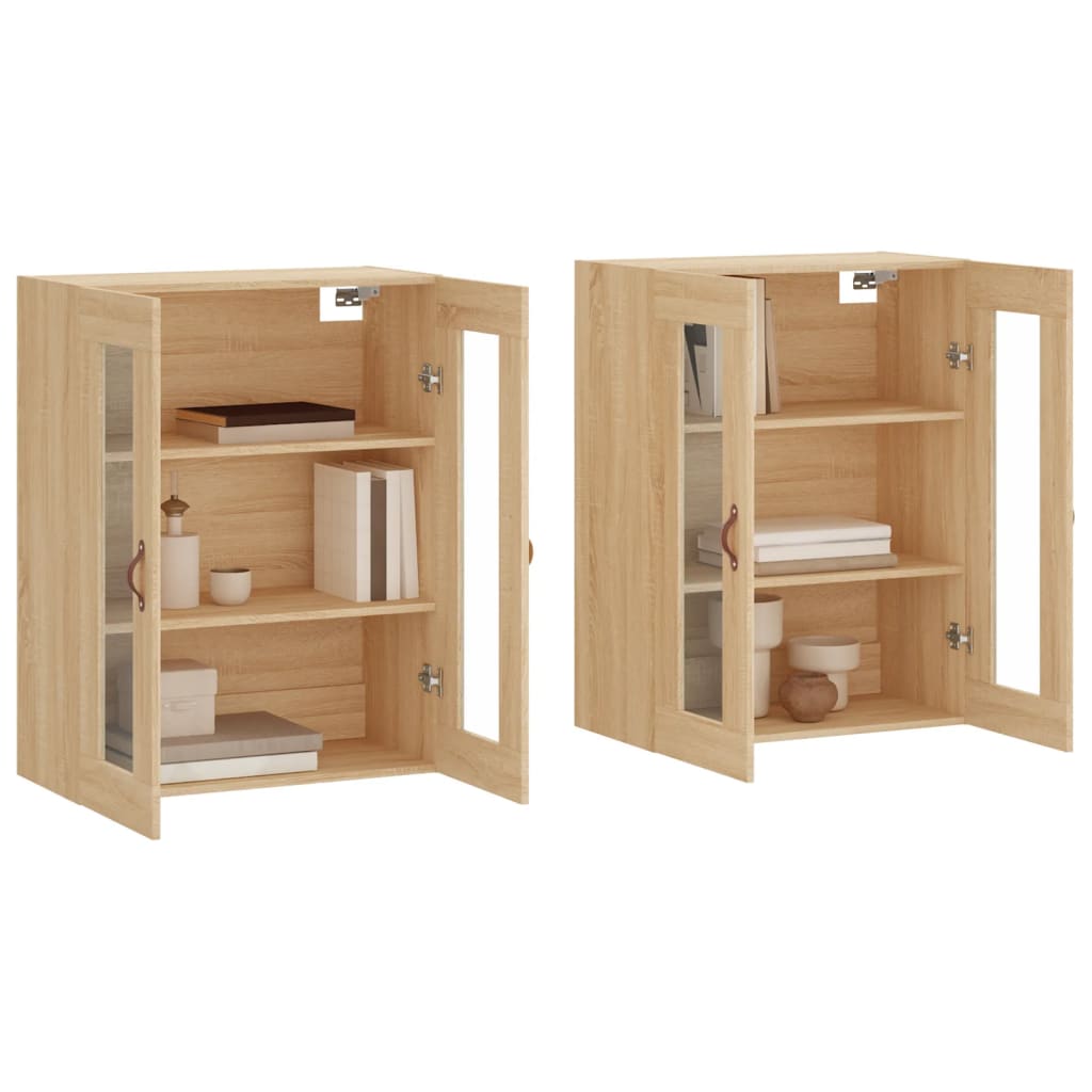 Hangkasten 2 st bewerkt hout sonoma eikenkleurig is nu te koop bij PeponiXL, paradijselijk wonen!