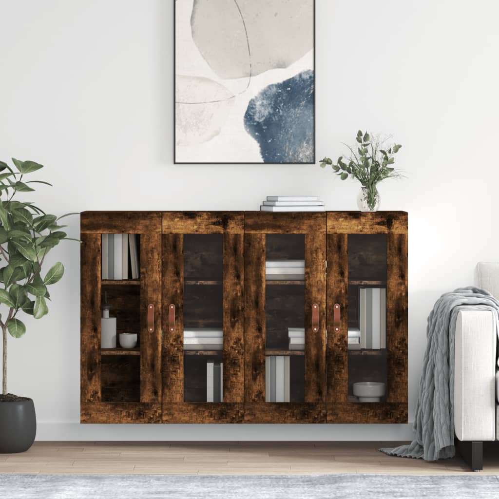 Hangkasten 2 st bewerkt hout gerookt eikenkleurig is nu te koop bij PeponiXL, paradijselijk wonen!