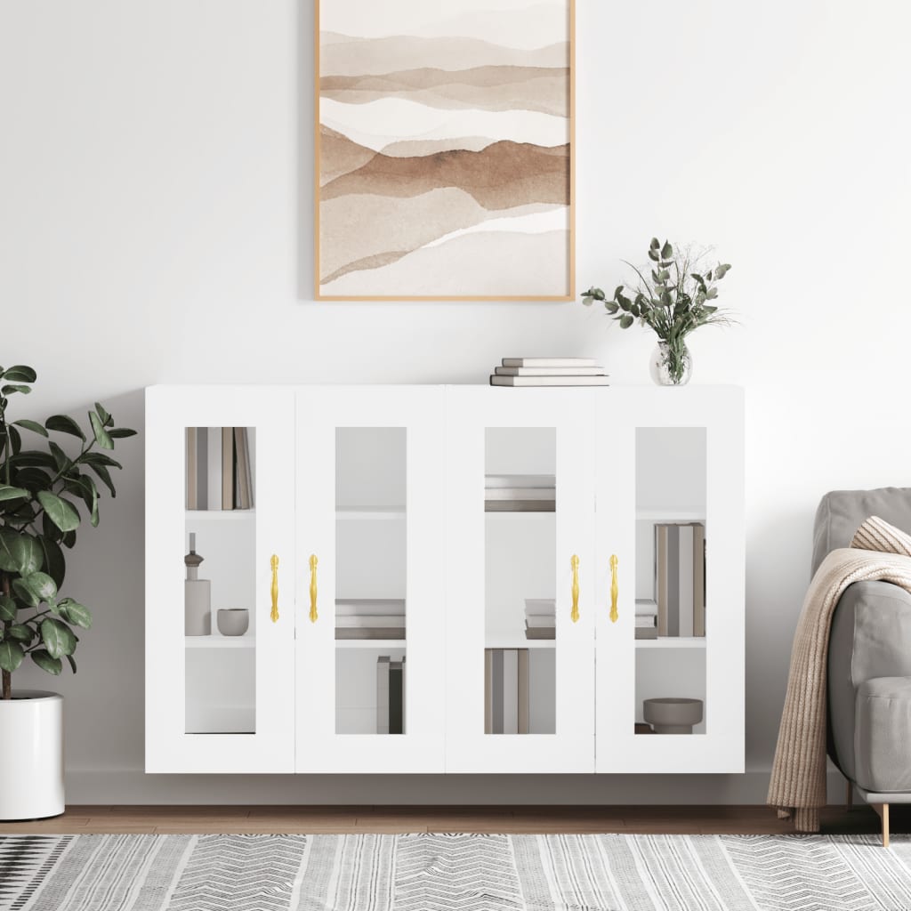 Hangkasten 2 st bewerkt hout wit is nu te koop bij PeponiXL, paradijselijk wonen!