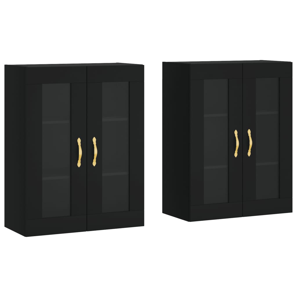 Hangkasten 2 st bewerkt hout zwart is nu te koop bij PeponiXL, paradijselijk wonen!