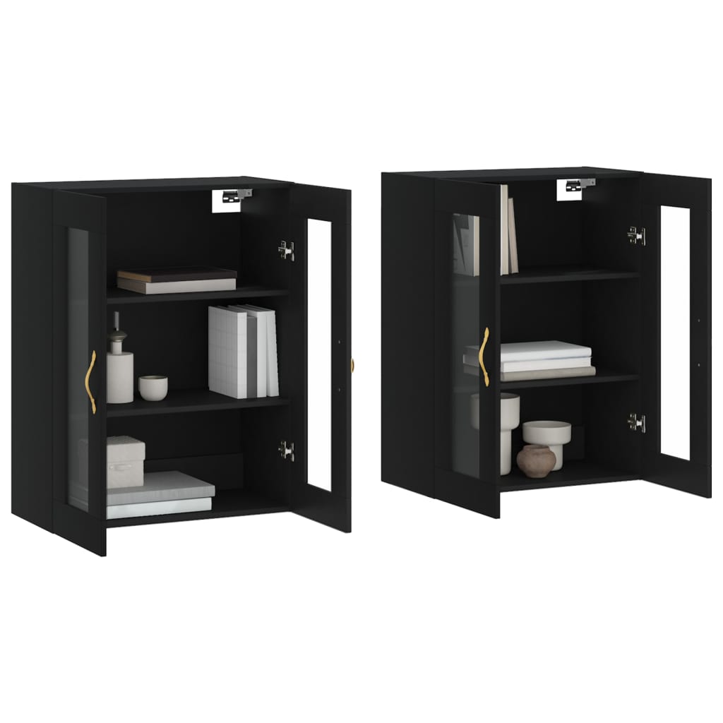 Hangkasten 2 st bewerkt hout zwart is nu te koop bij PeponiXL, paradijselijk wonen!