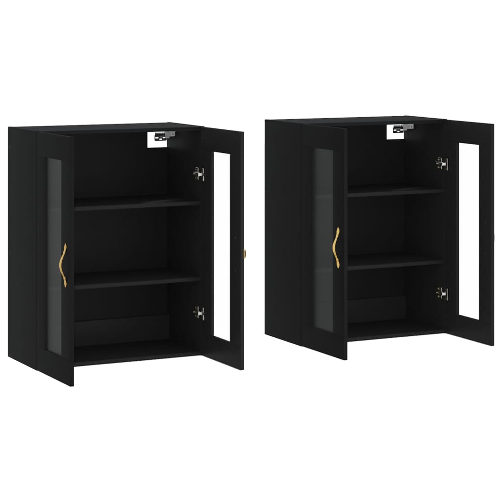 Hangkasten 2 st bewerkt hout zwart is nu te koop bij PeponiXL, paradijselijk wonen!