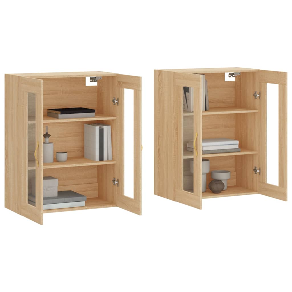 Hangkasten 2 st bewerkt hout sonoma eikenkleurig is nu te koop bij PeponiXL, paradijselijk wonen!