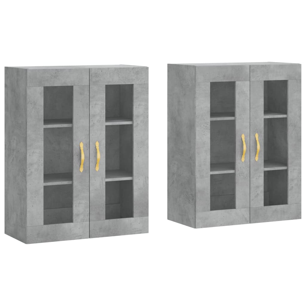Hangkasten 2 st bewerkt hout betongrijs is nu te koop bij PeponiXL, paradijselijk wonen!