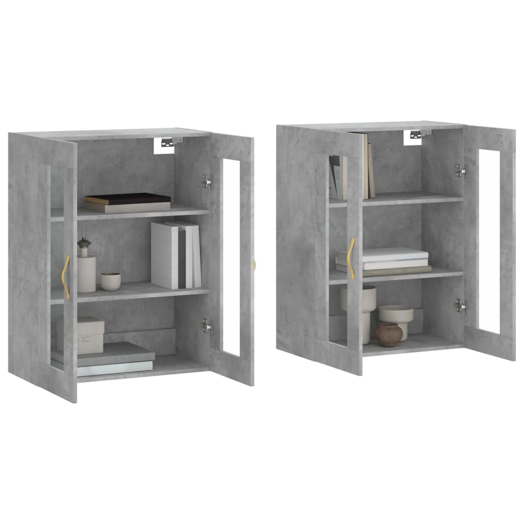 Hangkasten 2 st bewerkt hout betongrijs is nu te koop bij PeponiXL, paradijselijk wonen!