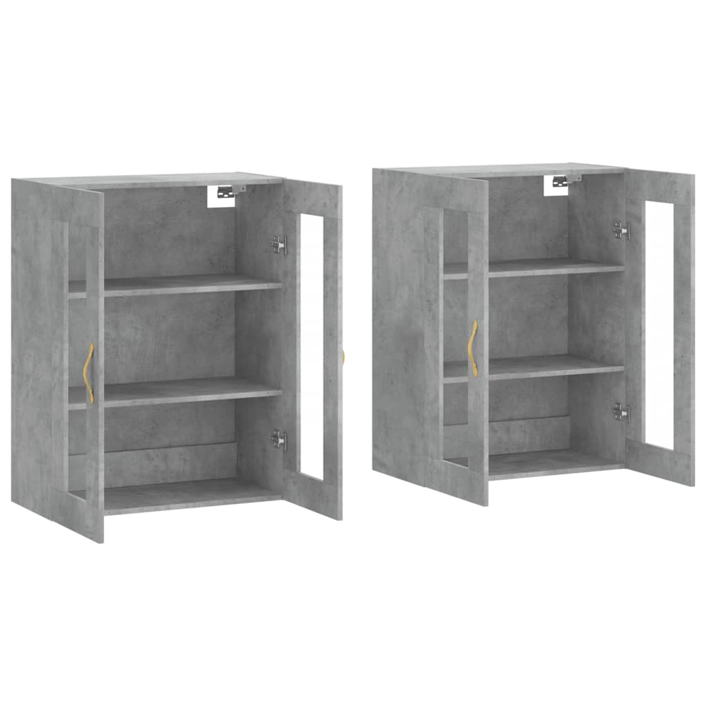 Hangkasten 2 st bewerkt hout betongrijs is nu te koop bij PeponiXL, paradijselijk wonen!