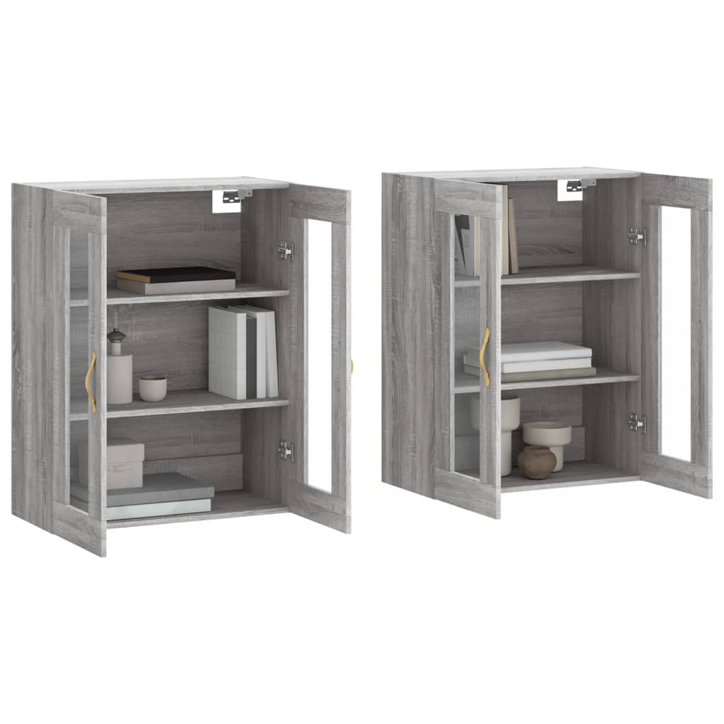 Hangkasten 2 st bewerkt hout grijs sonoma eikenkleurig is nu te koop bij PeponiXL, paradijselijk wonen!