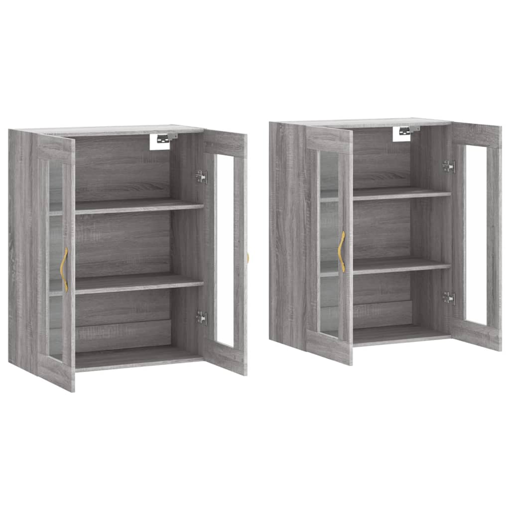 Hangkasten 2 st bewerkt hout grijs sonoma eikenkleurig is nu te koop bij PeponiXL, paradijselijk wonen!