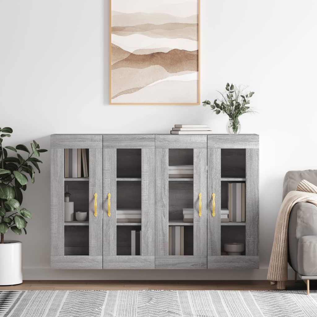 Hangkasten 2 st bewerkt hout grijs sonoma eikenkleurig is nu te koop bij PeponiXL, paradijselijk wonen!